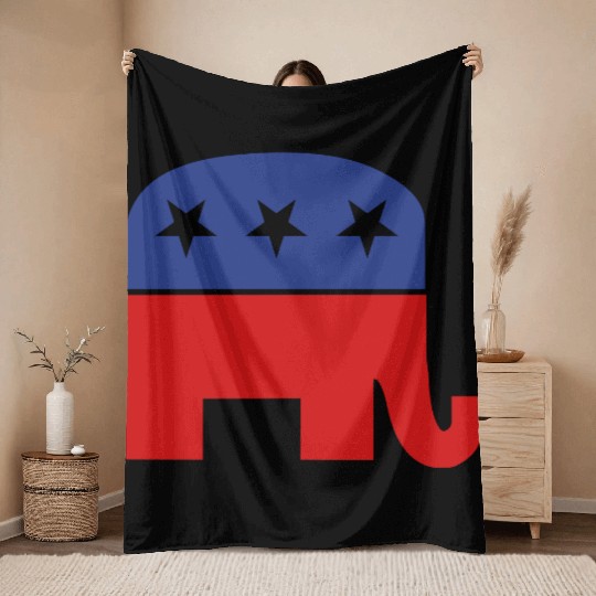 Republican elephant Throw Blankets
