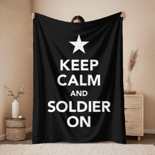 keep calm and soldier on - us star Throw Blankets