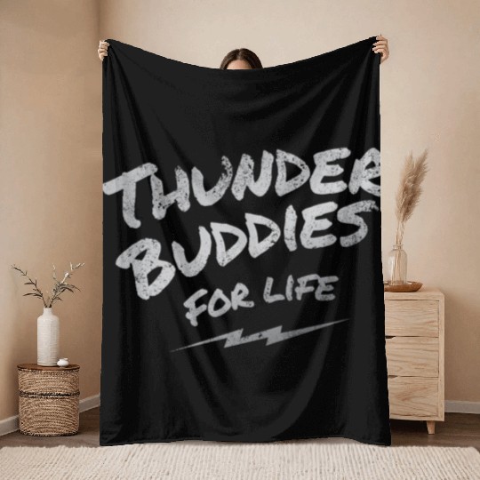 thunder buddies for life – silver Throw Blankets
