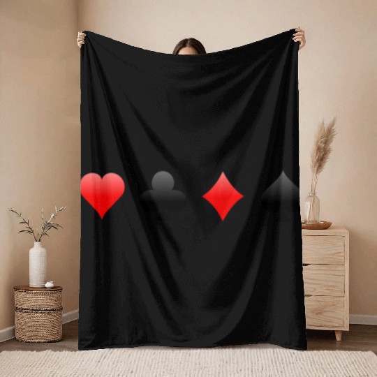 Playing Card Suits Throw Blankets
