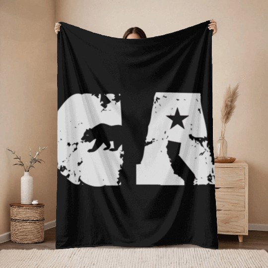 California Bear State Abbreviation Throw Blankets