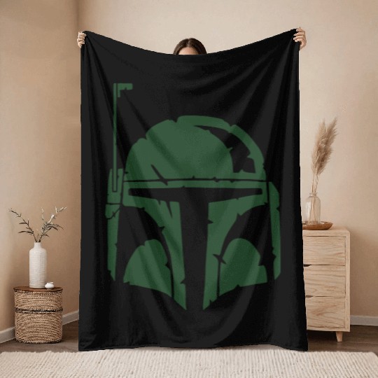 Boba Fett Helmet Worn Throw Blankets