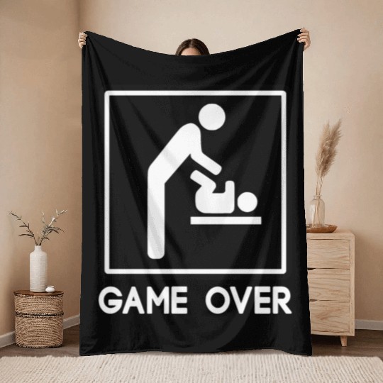 Game Over New Baby for Parent Dad Throw Blankets