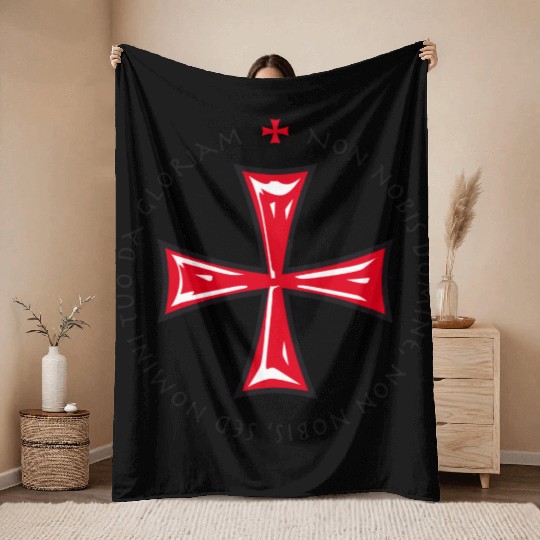 Cross Knights Templar Crusader non nobis domine Throw Blankets