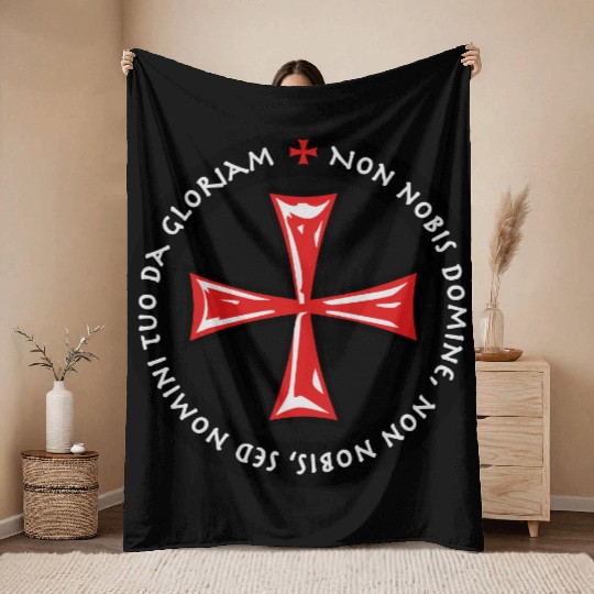 Cross Knights Templar Crusader non nobis domine Throw Blankets