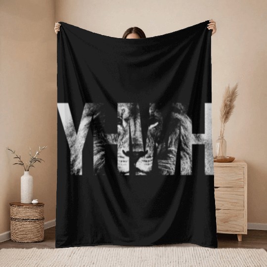 YHWH (Yahweh) Lion Throw Blankets