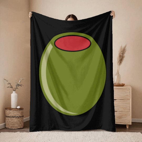 green olive Throw Blankets