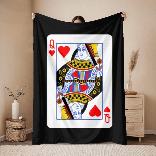 Queen Of Hearts Couple Throw Blankets