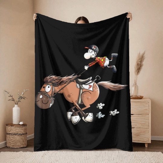 Rapid Race Horse Throw Blankets