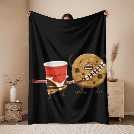 Funny star wars han solo and chewbacca Throw Blankets