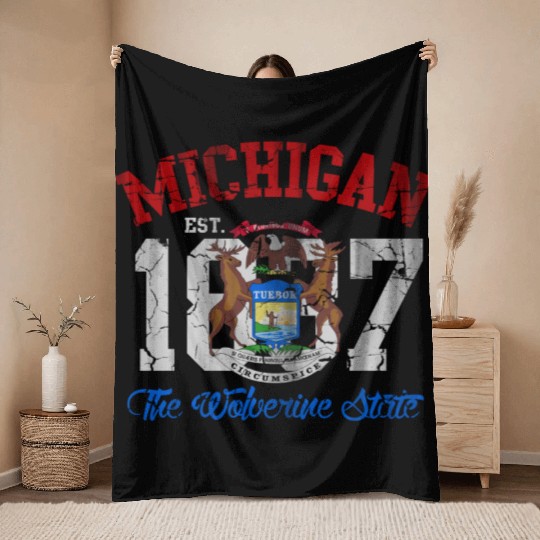 Michigan Wolverine State Throw Blankets