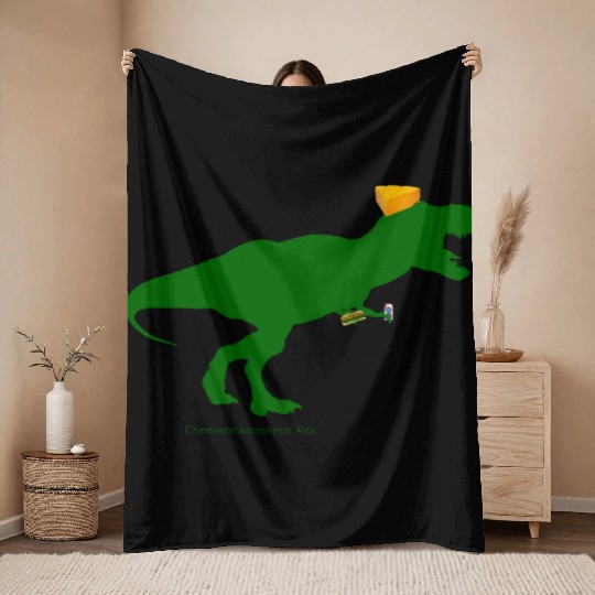 Cheesehead Cheeseheadasaurus Packers Dinosaur Throw Blankets