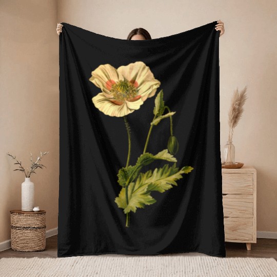 Opium poppy (detailed) Throw Blankets