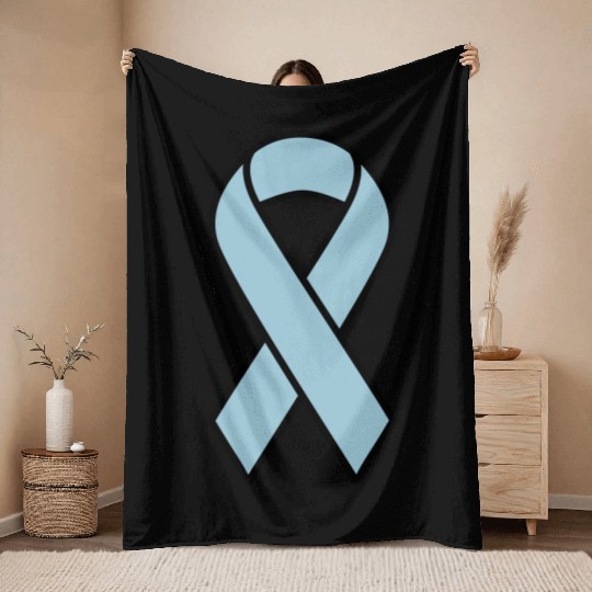 Light Blue Prostate Cancer Ribbon Throw Blankets