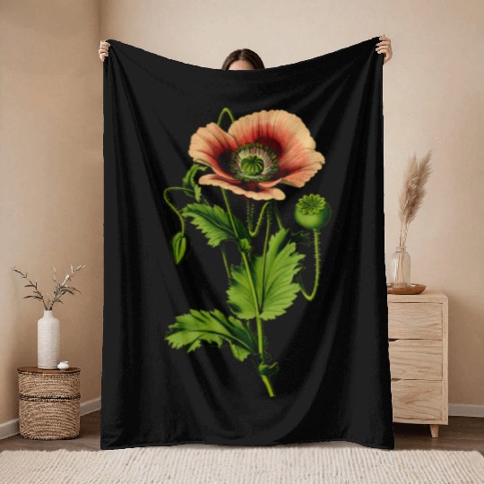 Opium poppy 4 Throw Blankets