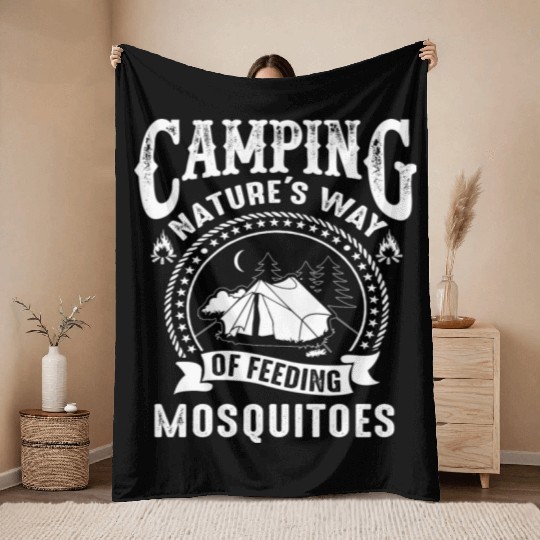 Camping nature's way of feeding mosquitoes Throw Blankets