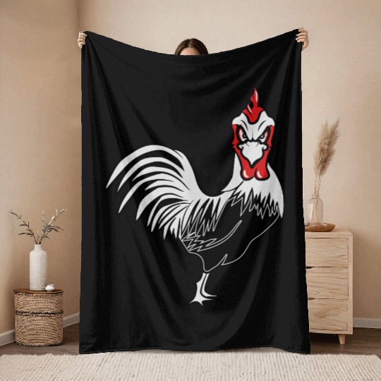 Cock funny Throw Blankets