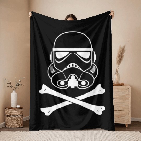 Storm Trooper Skull and Bones Throw Blankets
