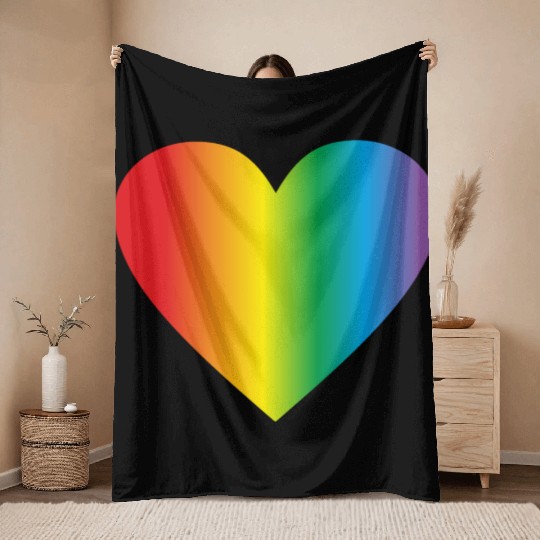 Lgbt rainbow heart, gay heart Throw Blankets