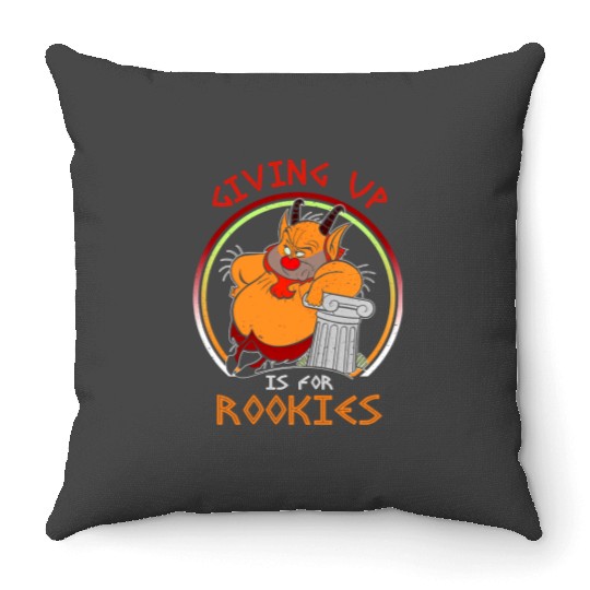 Retro Hercules Phil Giving Up Is For Rookies Throw Pillows / Funny Disney Throw Pillows