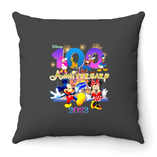 Family Disney Vacation 2023 Throw Pillows, Disneyland 100th Anniversary