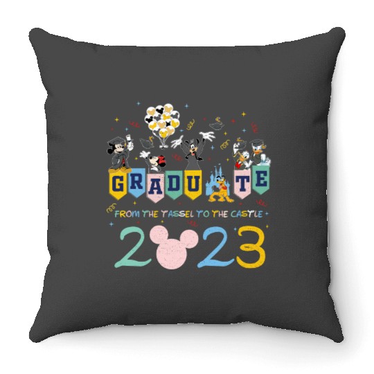 Graduate From Tassel To Castle Throw Pillows, Disney Graduation 2023 Throw Pillows, Graduate Throw Pillows