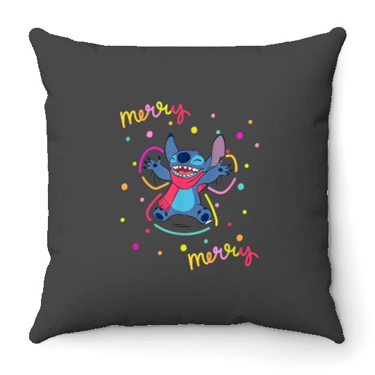 Disney Lilo Stitch Christmas Rainbow Merry Snow Angel Throw Pillows