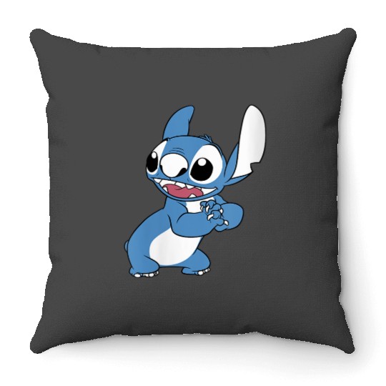 Womens Disney Lilo Stitch Excited Cute Pose Big Chest Portrait Throw Pillows