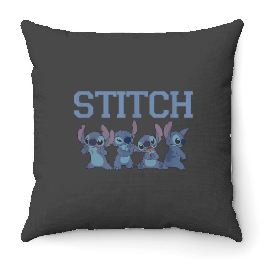 Disney Lilo Stitch Cute Different Moods Big Chest Logo V2 Throw Pillows