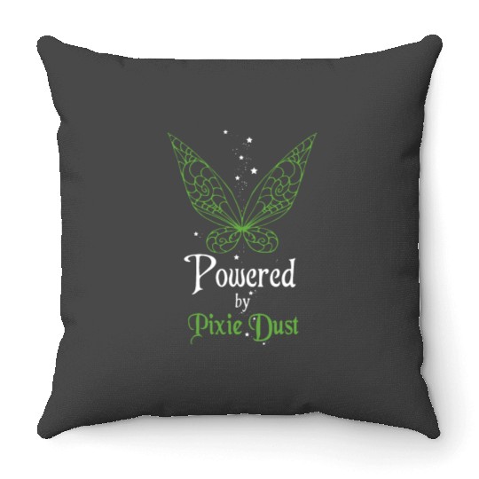 Discover powered by pixie dust disneyy Throw Pillows