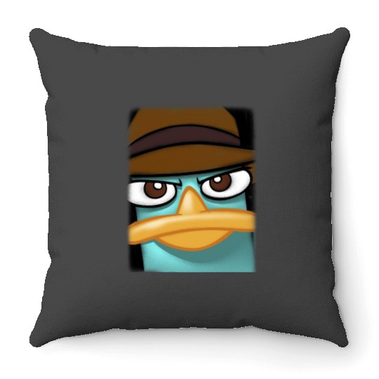 Disneys Phineas And Ferb Perry The Platypus Big Face Portrait Throw Pillows