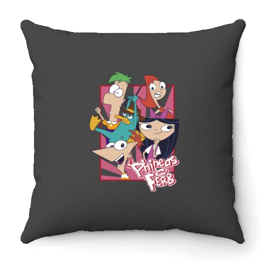 Disneys Phineas And Ferb With Friends Cute Group Shot Throw Pillows