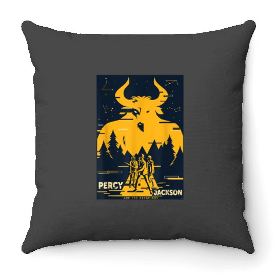 Disneys Percy Jackson Three Heroes Against The Minotaur Throw Pillows