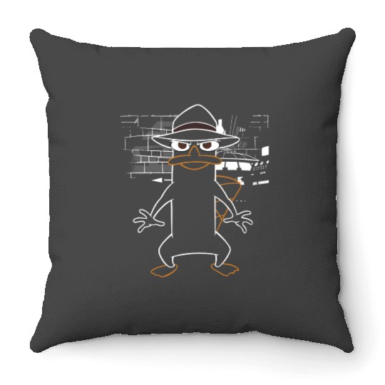 Disneys Phineas And Ferb Agent P In Secret Base Outline Shot Throw Pillows