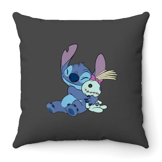 Womens disneys Lilo Stitch Cute Stitch And Scrump Big Hug Portrait  gifts Throw Pillows