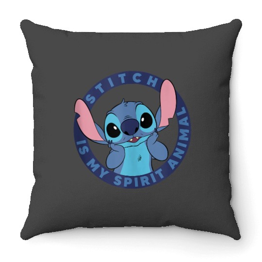 disneys Lilo Stitch Stitch Is My Spirit Animal Circle  gifts Throw Pillows