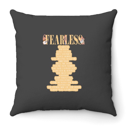 taylorr swiftt fearless track list eras tour art Throw Pillows