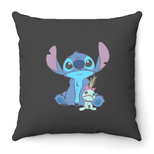 disneys Lilo Stitch Cute Stitch And Scrump Chest Portrait  gifts Throw Pillows