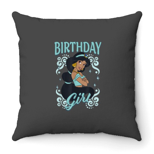 disneyss Aladdin Birthday Girl Princess Jasmine Chest Portrait  Gifts Throw Pillows