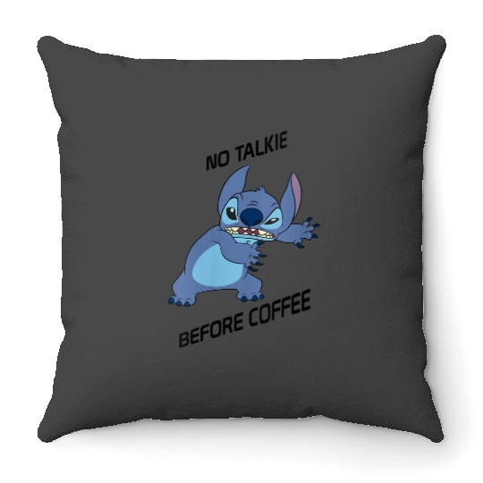 disneyss Lilo Stitch No Talkie Before Coffee Grumpy Stitch  Gifts Throw Pillows