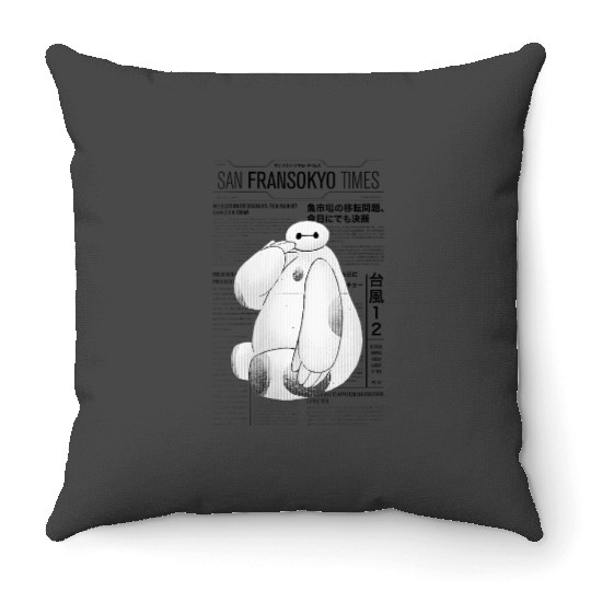  Womens disneys Big Hero 6 San Fransokyo Times Baymax Vintage News Gifts Throw Pillows