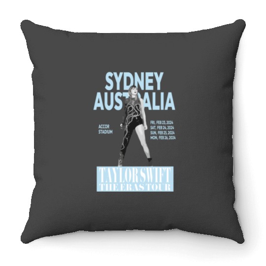 Eras Tour - Sydney, Australia - Light Blue Throw Pillows