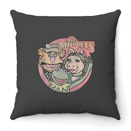 disneys The Muppets Kermit Fozzie Miss Piggy Vintage Badge  gifts Throw Pillows