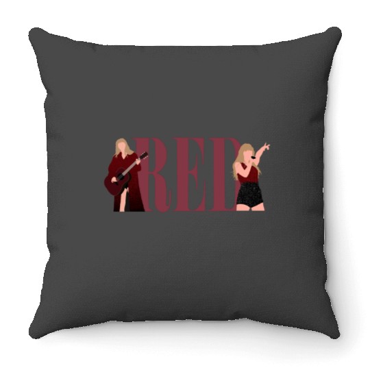 Tayl'or Swift Red eras tour art Throw Pillows