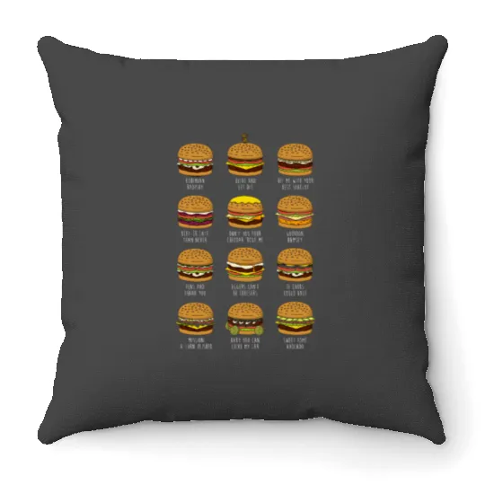 Burger of the day bobs burgers burger Throw Pillows