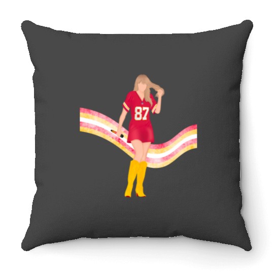 taylorr Swift x Travis Kelce Jersey (V5) Throw Pillows