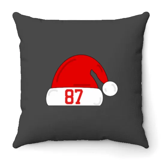 taylorr Swift Travis Kelce Christmas Game Santa Hat Throw Pillows
