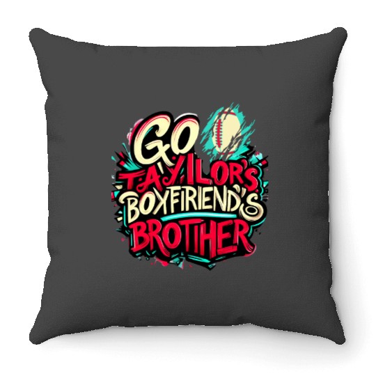 Go Taylorr_s Boyfriend A Hilarious Football Tribute to Taylorr Swift and the Swifts of Kansas Essenti (4) Throw Pillows