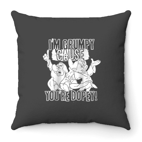 disneys Snow White I'm Grumpy Cause You're Dopey Humor Raglan Throw Pillows