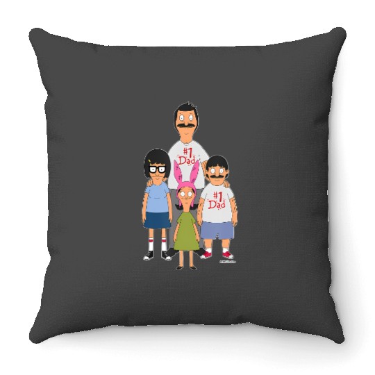 bobs burgers bob tina louise and gene 1 dad Throw Pillows